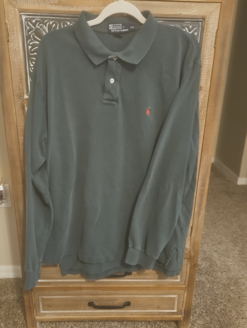 Polo by Ralph Lauren Dark Green Long-Sleeve Polo with Red Pony
